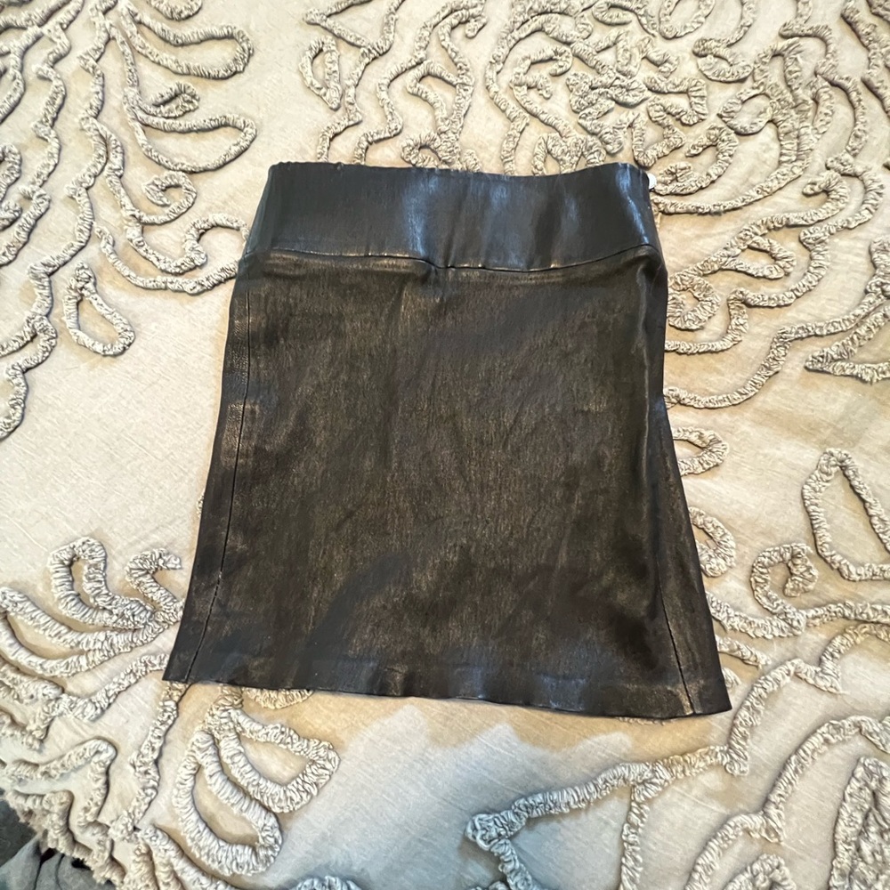 Sprwmn black leather mini skirt